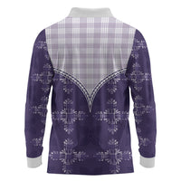 Purple Hawaii Paniolo Quilt Motif Long Sleeve Polo Shirt