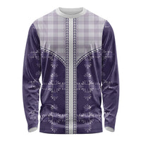 Purple Hawaii Paniolo Quilt Motif Long Sleeve Shirt