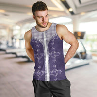 Purple Hawaii Paniolo Quilt Motif Men Tank Top