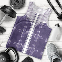 Purple Hawaii Paniolo Quilt Motif Men Tank Top