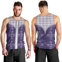 Purple Hawaii Paniolo Quilt Motif Men Tank Top