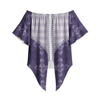 Purple Hawaii Paniolo Quilt Motif Off Shoulder Wrap Waist Top