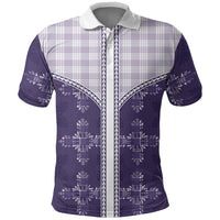 Purple Hawaii Paniolo Quilt Motif Polo Shirt