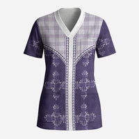 Purple Hawaii Paniolo Quilt Motif Scrub Top