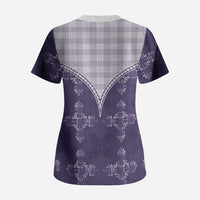 Purple Hawaii Paniolo Quilt Motif Scrub Top