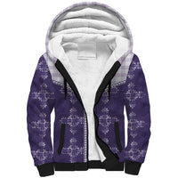 Purple Hawaii Paniolo Quilt Motif Sherpa Hoodie