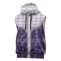 Purple Hawaii Paniolo Quilt Motif Sleeveless Hoodie
