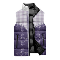 Purple Hawaii Paniolo Quilt Motif Sleeveless Puffer Jacket