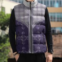 Purple Hawaii Paniolo Quilt Motif Sleeveless Puffer Jacket