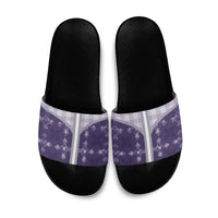 Purple Hawaii Paniolo Quilt Motif Slide Sandals