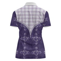 Purple Hawaii Paniolo Quilt Motif Women Polo Shirt