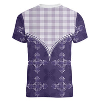 Purple Hawaii Paniolo Quilt Motif Women V-Neck T-Shirt