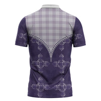 Purple Hawaii Paniolo Quilt Motif Zipper Polo Shirt