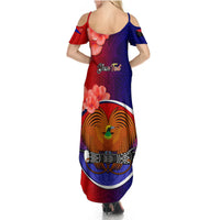Personalized Papua New Guinea Central Province Summer Maxi Dress Mix Coat Of Arms Polynesian Pattern LT05 - Polynesian Pride
