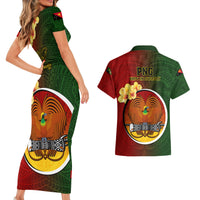 Papua New Guinea Chimbu Province Couples Matching Short Sleeve Bodycon Dress and Hawaiian Shirt Mix Coat Of Arms Polynesian Pattern LT05 - Polynesian Pride