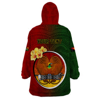 Personalized Papua New Guinea Chimbu Province Wearable Blanket Hoodie Mix Coat Of Arms Polynesian Pattern LT05 - Polynesian Pride