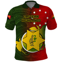 Papua New Guinea Eastern Highlands Province Polo Shirt Mix Coat Of Arms Polynesian Pattern LT05 Red - Polynesian Pride