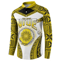 Personalised Niue The Rock Of Polynesia Button Sweatshirt Peniamina Gospel Day Yellow Version