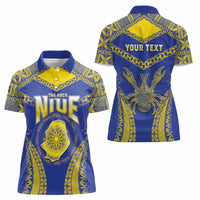 Personalised Niue The Rock Of Polynesia Women Polo Shirt Peniamina Gospel Day Blue Version