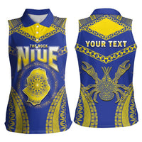 Personalised Niue The Rock Of Polynesia Women Sleeveless Polo Shirt Peniamina Gospel Day Blue Version