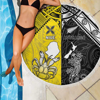 New Zealand Maori And Niue Hiapo Beach Blanket Lizard And Coconut Crab Together