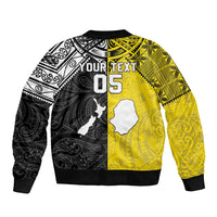 Custom New Zealand Maori And Niue Hiapo Bomber Jacket Lizard And Coconut Crab Together LT05 - Polynesian Pride