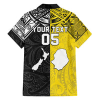 Custom New Zealand Maori And Niue Hiapo Family Matching Off Shoulder Short Dress and Hawaiian Shirt Lizard And Coconut Crab Together