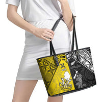 New Zealand Maori And Niue Hiapo Leather Tote Bag Lizard And Coconut Crab Together