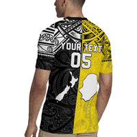 Custom New Zealand Maori And Niue Hiapo Rugby Jersey Lizard And Coconut Crab Together