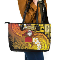Papua New Guinea Retro Christmas Leather Tote Bag Hamamas Krismas - Polynesian Pride