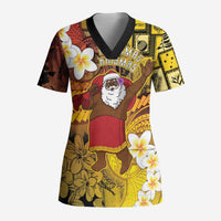 Papua New Guinea Retro Christmas Scrub Top Hamamas Krismas - Polynesian Pride