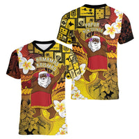 Papua New Guinea Retro Christmas Women V-Neck T-Shirt Hamamas Krismas - Polynesian Pride