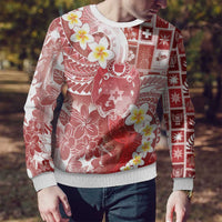 Tonga Christmas Ugly Christmas Sweater Kilisimasi Fiefia Retro Style Red - Polynesian Pride