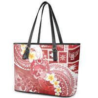 Tonga Christmas Leather Tote Bag Kilisimasi Fiefia Retro Style Red - Polynesian Pride