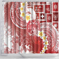 Tonga Christmas Shower Curtain Kilisimasi Fiefia Retro Style Red - Polynesian Pride