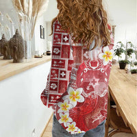 Tonga Christmas Women Casual Shirt Kilisimasi Fiefia Retro Style Red - Polynesian Pride