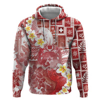 Tonga Christmas Zip Hoodie Kilisimasi Fiefia Retro Style Red - Polynesian Pride