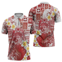 Tonga Christmas Zipper Polo Shirt Kilisimasi Fiefia Retro Style Red LT05 - Polynesian Pride
