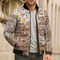 Tonga Christmas Bomber Puffer Jacket Kilisimasi Fiefia Retro Style Brown - Polynesian Pride