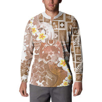 Tonga Christmas Button Sweatshirt Kilisimasi Fiefia Retro Style Brown - Polynesian Pride