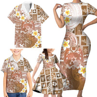 Tonga Christmas Family Matching Short Sleeve Bodycon Dress and Hawaiian Shirt Kilisimasi Fiefia Retro Style Brown - Polynesian Pride