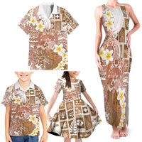 Tonga Christmas Family Matching Tank Maxi Dress and Hawaiian Shirt Kilisimasi Fiefia Retro Style Brown - Polynesian Pride