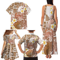 Tonga Christmas Family Matching Tank Maxi Dress and Hawaiian Shirt Kilisimasi Fiefia Retro Style Brown - Polynesian Pride