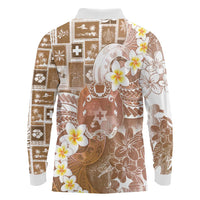 Tonga Christmas Long Sleeve Polo Shirt Kilisimasi Fiefia Retro Style Brown - Polynesian Pride