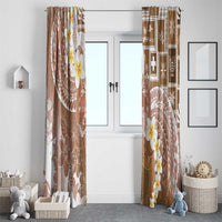 Tonga Christmas Window Curtain Kilisimasi Fiefia Retro Style Brown - Polynesian Pride