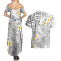 Tonga Christmas Couples Matching Summer Maxi Dress and Hawaiian Shirt Kilisimasi Fiefia Retro Style White - Polynesian Pride