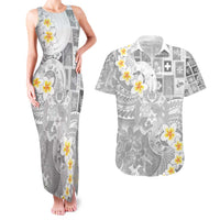Tonga Christmas Couples Matching Tank Maxi Dress and Hawaiian Shirt Kilisimasi Fiefia Retro Style White - Polynesian Pride