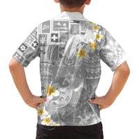 Tonga Christmas Family Matching Off Shoulder Short Dress and Hawaiian Shirt Kilisimasi Fiefia Retro Style White - Polynesian Pride