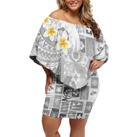 Tonga Christmas Family Matching Off Shoulder Short Dress and Hawaiian Shirt Kilisimasi Fiefia Retro Style White - Polynesian Pride
