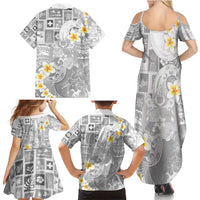 Tonga Christmas Family Matching Summer Maxi Dress and Hawaiian Shirt Kilisimasi Fiefia Retro Style White - Polynesian Pride